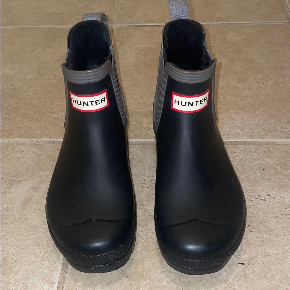 Hunter Kids Black Ankle Rain Boots